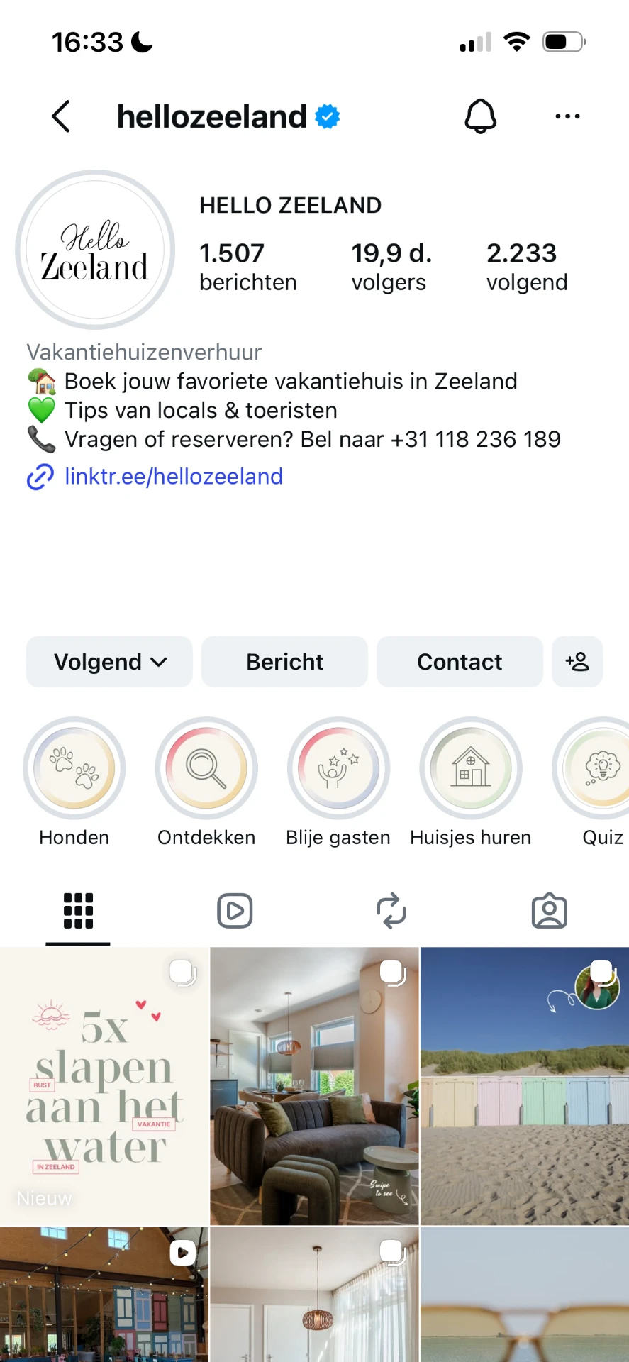 Instagram-kanaal van Hello Zeeland